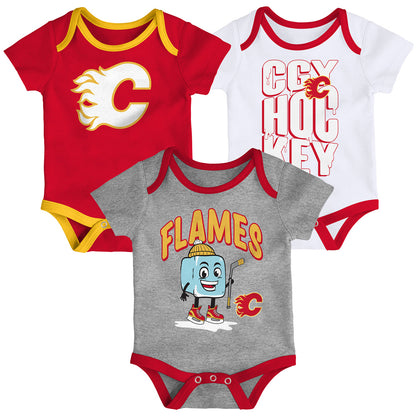 Outerstuff Calgary Flames Triple Header Infant Creeper Set - 3 Pack