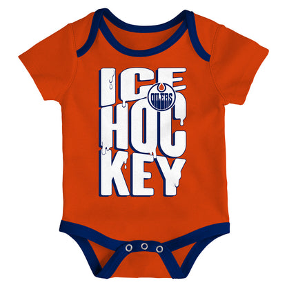 Outerstuff Edmonton Oilers Triple Header Infant Creeper Set - 3 Pack
