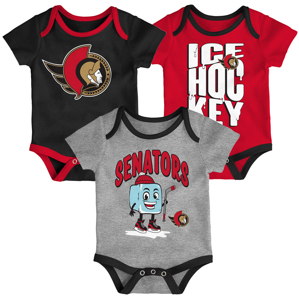 Outerstuff Ottawa Senators Triple Header Infant Creeper Set - 3 Pack