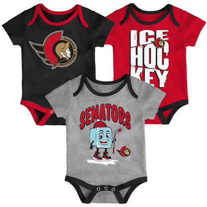 Outerstuff Ottawa Senators Triple Header Infant Creeper Set - 3 Pack