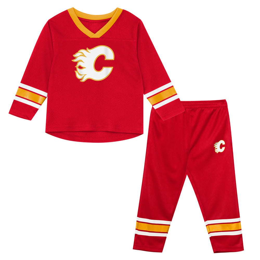 Outerstuff Calgary Flames Denting The Net Infant Shirt & Pants Set