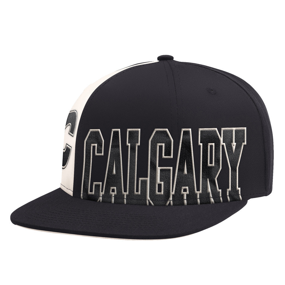 Starter Calgary Flames Offset Black Snapback Hat