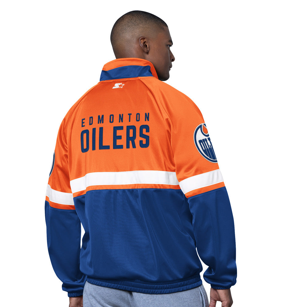 Starter Edmonton Oilers Veteran Men's Navy Track Jacket