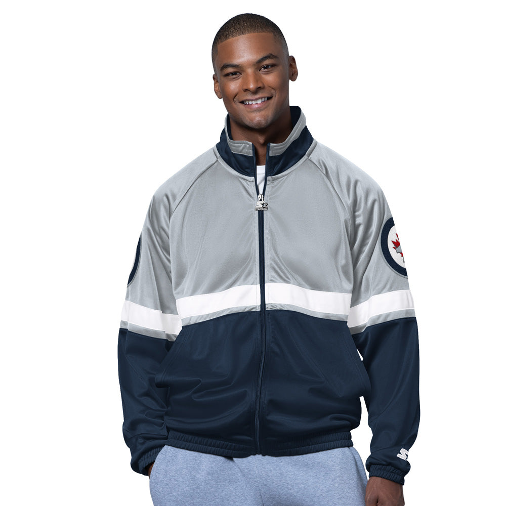 Starter Winnipeg Jets Veteran Men's Navy Track Jacket