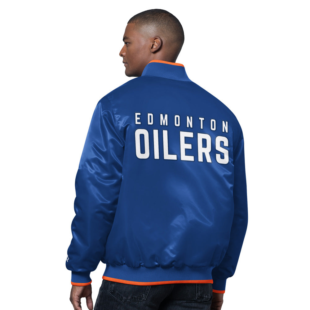 Starter Edmonton Oilers Ambassador Men's Navy Varsity Jacket