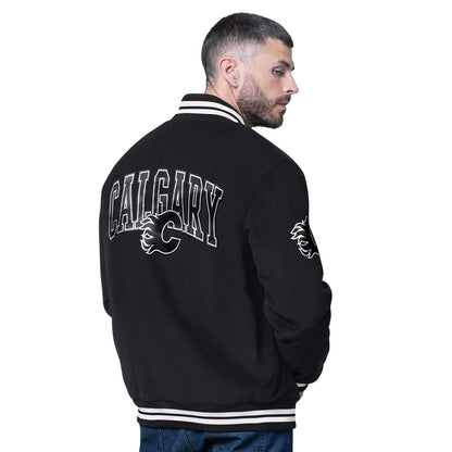 Starter Calgary Flames Blackout Men's Black Varsity Jacket