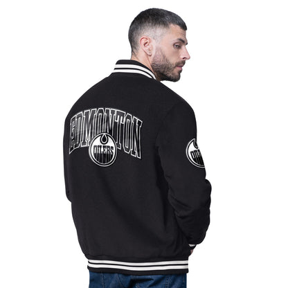 Starter Edmonton Oilers Blackout Men's Black Varsity Jacket