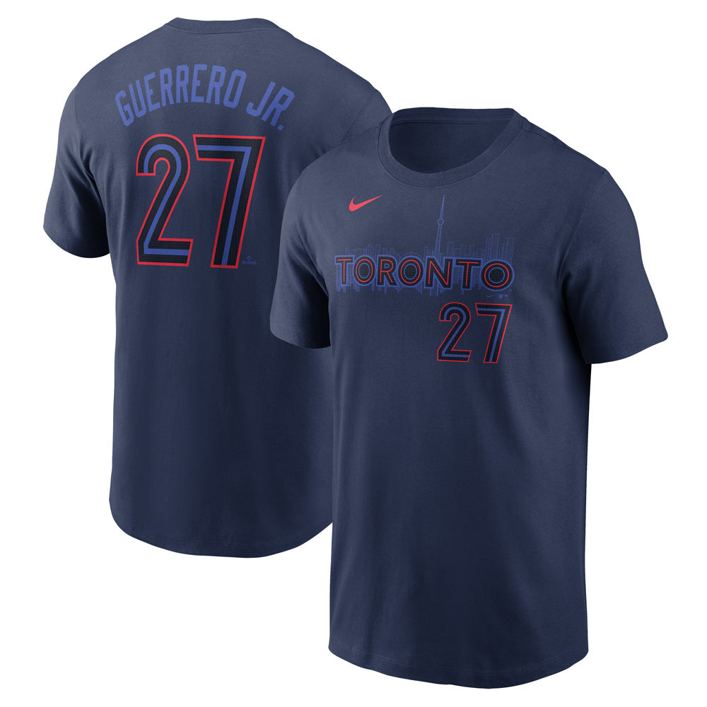 NIKE TORONTO BLUE JAYS VLADIMIR GUERRERO JR. 2024 CITY CONNECT NAME AND NUMBER T SHIRT