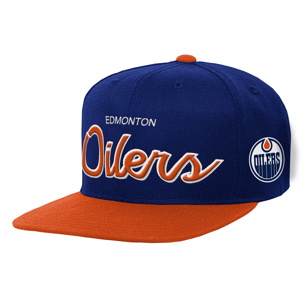 Outerstuff Edmonton Oilers Script Youth Navy Snapback Hat