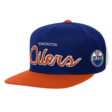 Outerstuff Edmonton Oilers Script Youth Navy Snapback Hat
