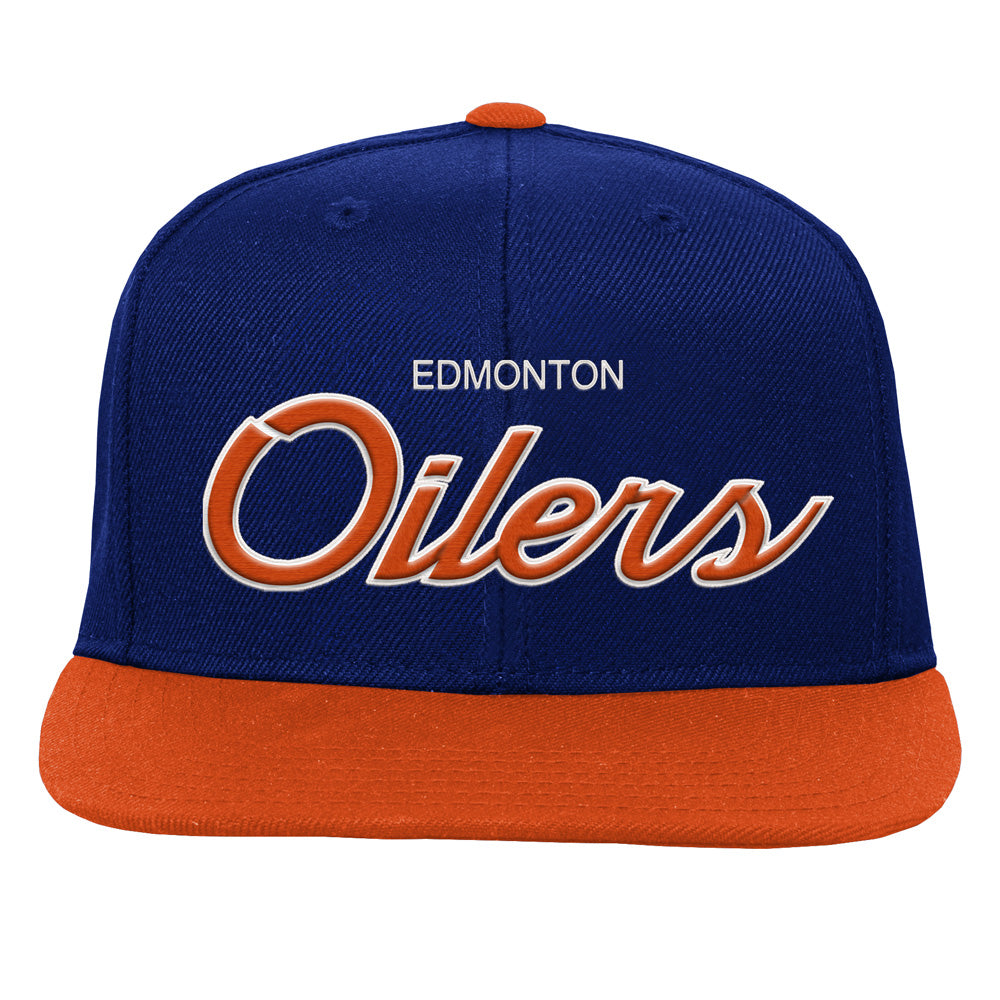 Outerstuff Edmonton Oilers Script Youth Navy Snapback Hat