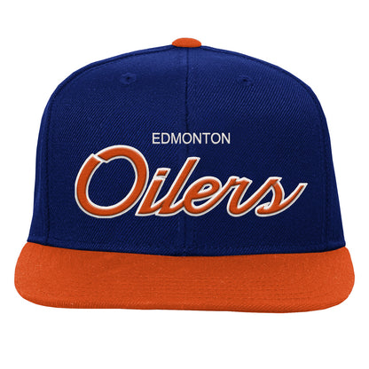 Outerstuff Edmonton Oilers Script Youth Navy Snapback Hat