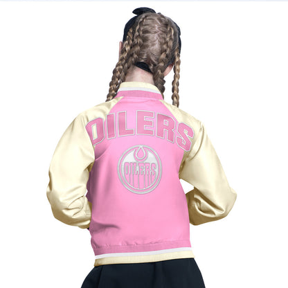 Youth Edmonton Oilers Starter Scrimmage Satin Pink Jacket