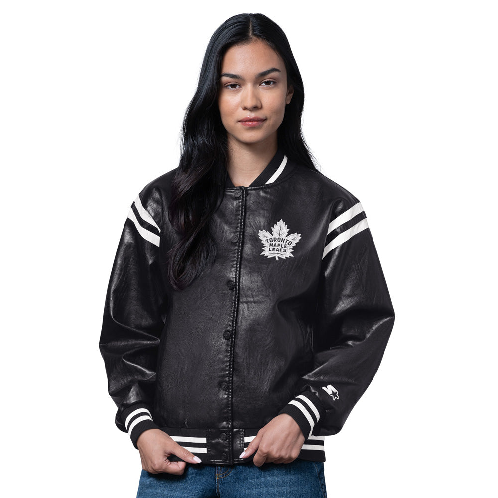Starter Toronto Maple Leafs Women's Black Leather Jacket