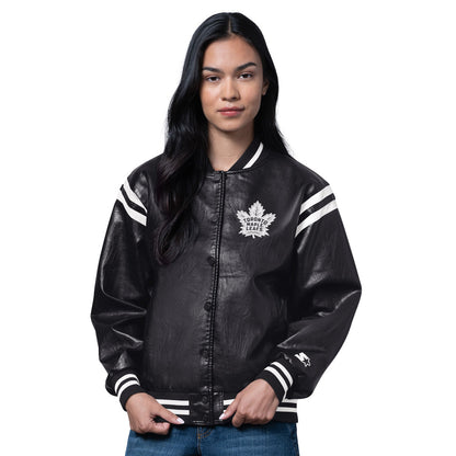 Starter Toronto Maple Leafs Women's Black Leather Jacket