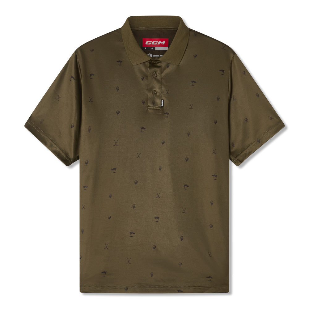 CCM GOLF YOUTH PRINTED GREEN POLO SHIRT