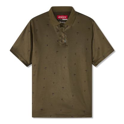 CCM GOLF YOUTH PRINTED GREEN POLO SHIRT