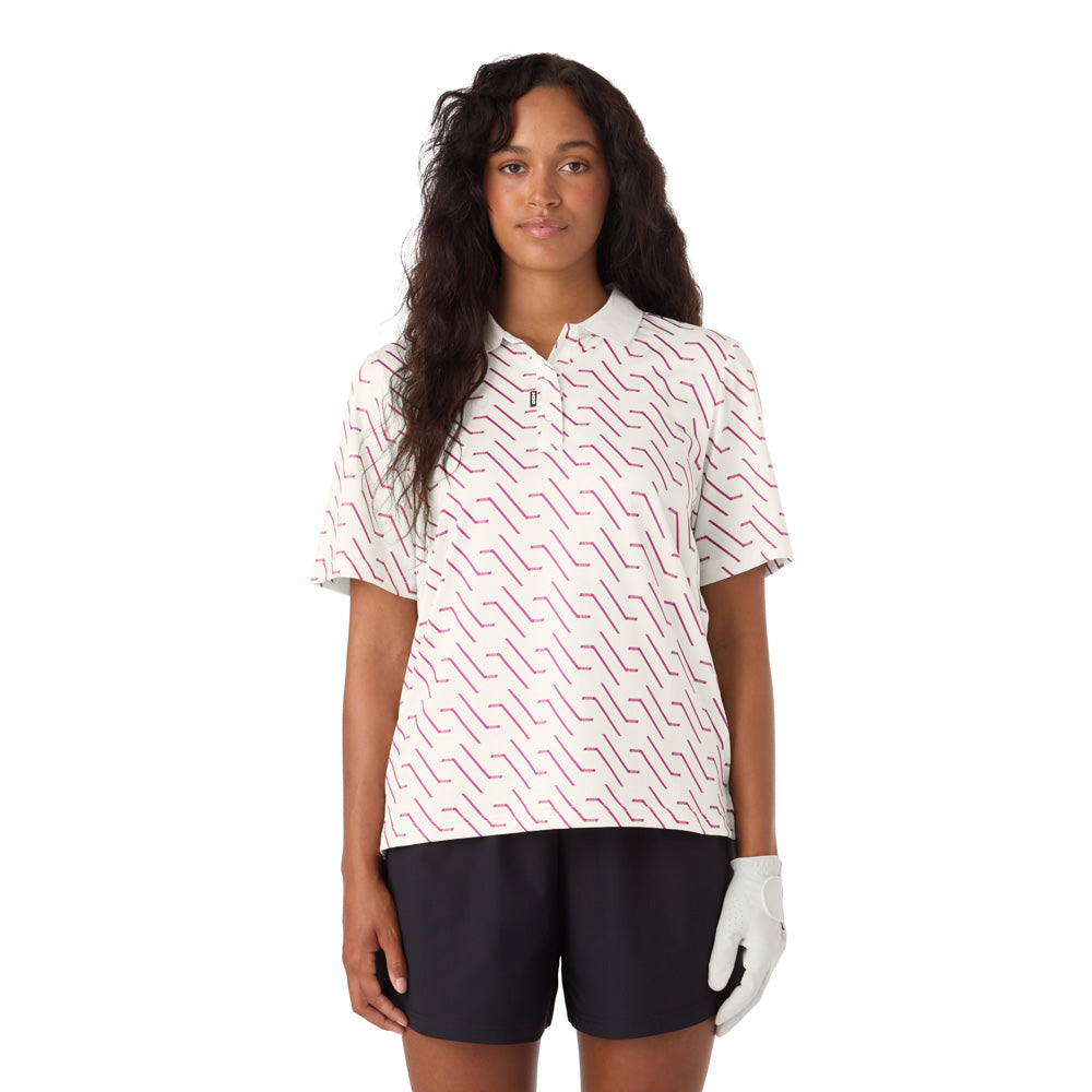 CCM GOLF WOMEN'S PRINTED WHITE POLO SHIRT