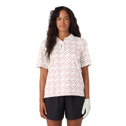 CCM GOLF WOMEN'S PRINTED WHITE POLO SHIRT