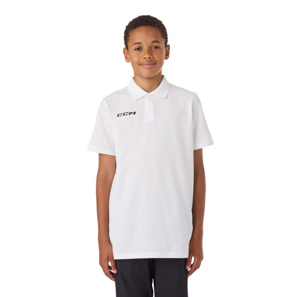 CCM Team Youth White Polo Shirt