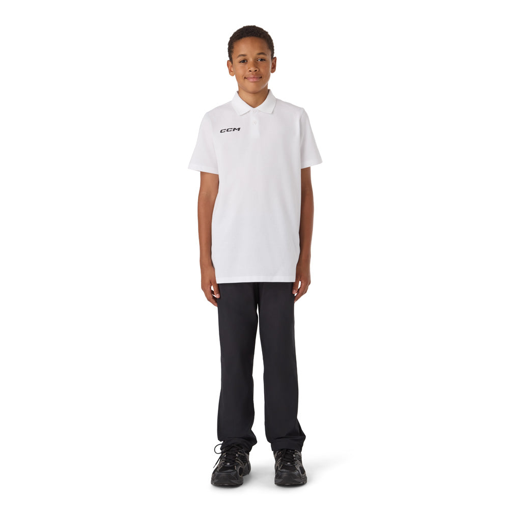 CCM Team Youth White Polo Shirt
