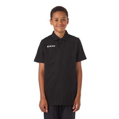 CCM Team Youth Black Polo Shirt