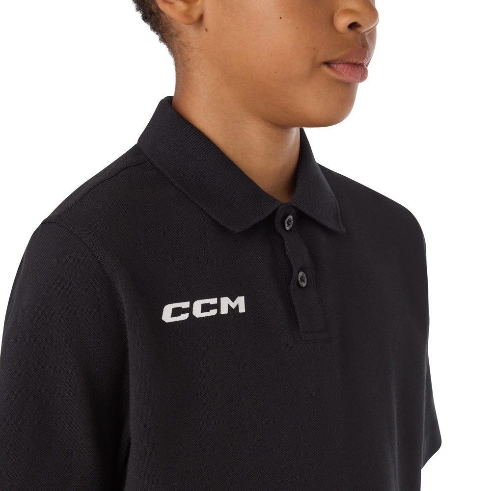 CCM Team Youth Black Polo Shirt