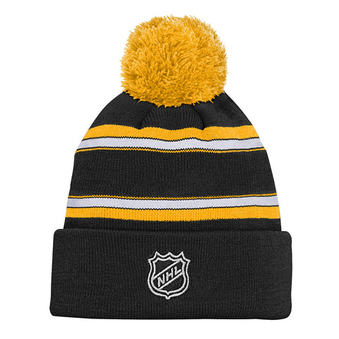 OUTERSTUFF BOSTON BRUINS YOUTH JACQUARD CUFFED KNIT WITH POM TOQUE