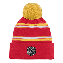 OUTERSTUFF CALGARY FLAMES YOUTH JACQUARD CUFFED KNIT WITH POM TOQUE