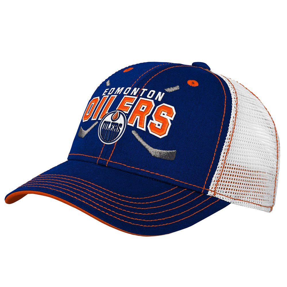 OUTERSTUFF EDMONTON OILERS LOCKUP YOUTH MESHBACK ADJUSTABLE HAT