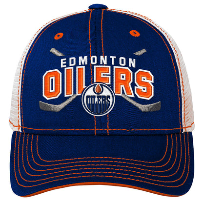 OUTERSTUFF EDMONTON OILERS LOCKUP YOUTH MESHBACK ADJUSTABLE HAT