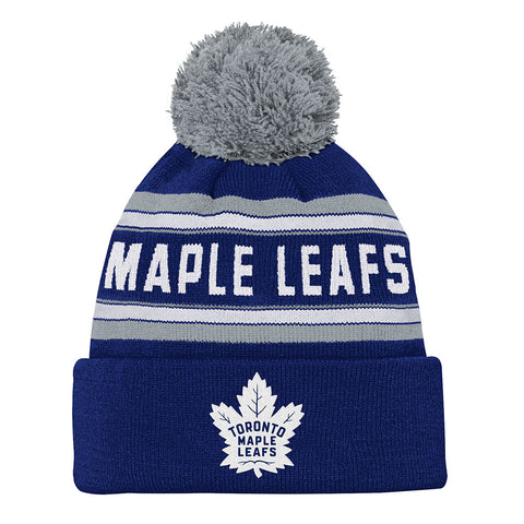 OUTERSTUFF TORONTO MAPLE LEAFS JACQUARD YOUTH CUFFED KNIT POM TOQUE