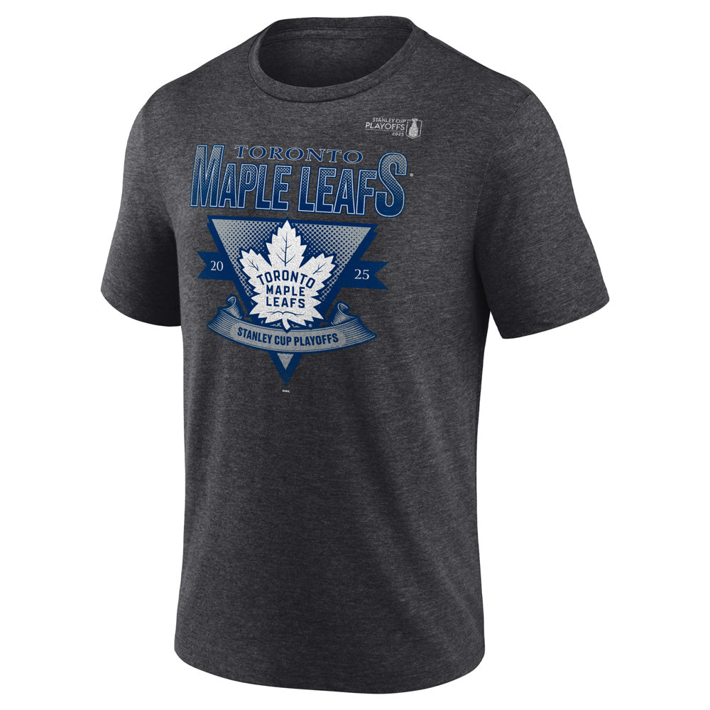 FANATICS TORONTO MAPLE LEAFS 2025 STANLEY CUP PLAYOFFS CREASE TRI-BLEND MEN'S GREY T SHIRT