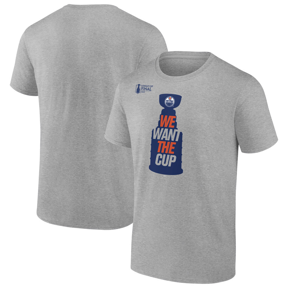 FANATICS EDMONTON OILERS WE WANT THE CUP ADULT GREY T SHIRT