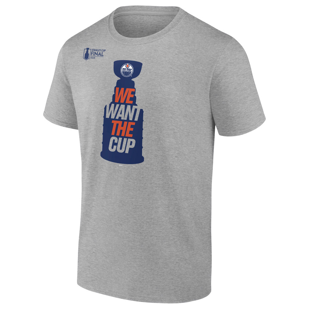 FANATICS EDMONTON OILERS WE WANT THE CUP ADULT GREY T SHIRT