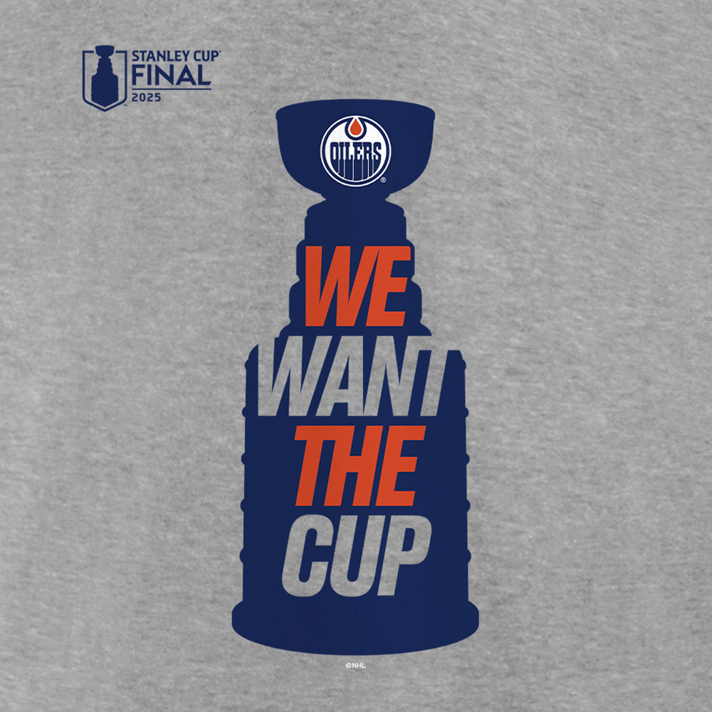 FANATICS EDMONTON OILERS WE WANT THE CUP ADULT GREY T SHIRT