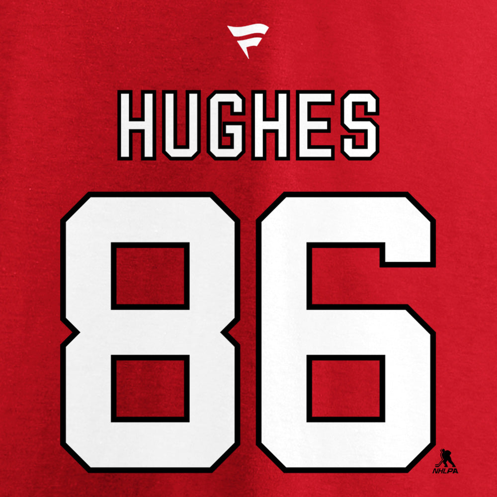 FANATICS NEW JERSEY DEVILS JACK HUGHES NAME AND NUMBER T SHIRT