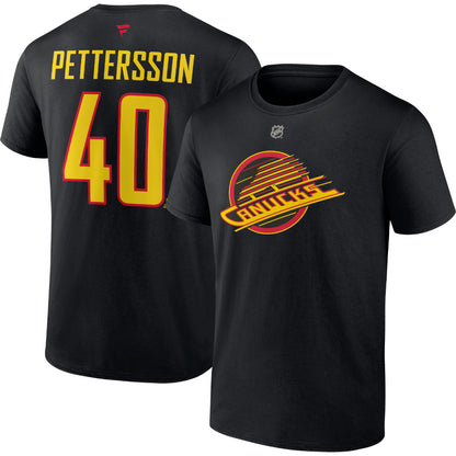 FANATICS VANCOUVER CANUCKS ELIAS PETTERSSON HERITAGE ADULT NAME AND NUMBER T SHIRT