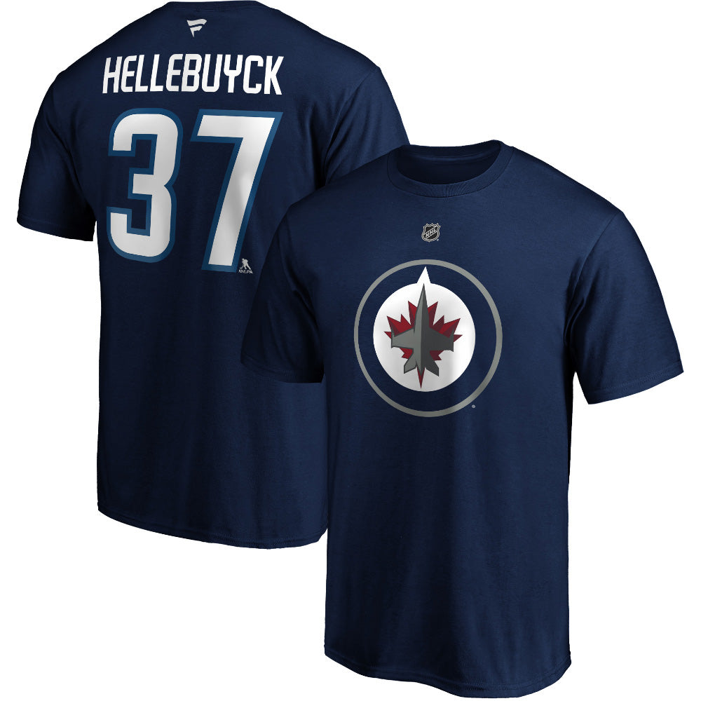 Winnipeg Jets Connor Hellebuyck Name And Number Navy T-Shirt