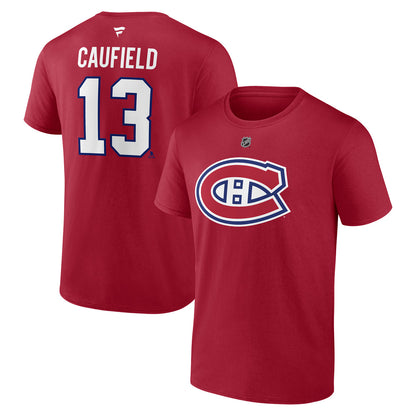 Fanatics Montreal Canadiens Cole Caufield Name And Number Men's Red T Shirt