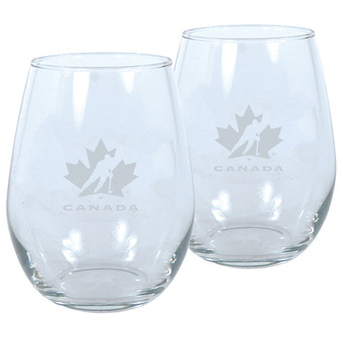 TEAM CANADA 2 PACK 17 OZ STEMLESS WINE GLASS