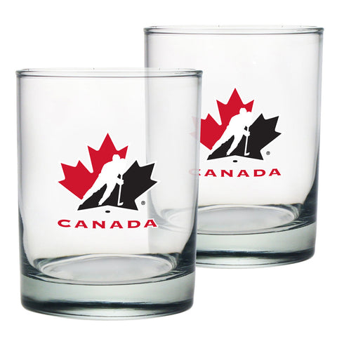 TEAM CANADA 2 PACK 13.5 OZ ROCK GLASSES