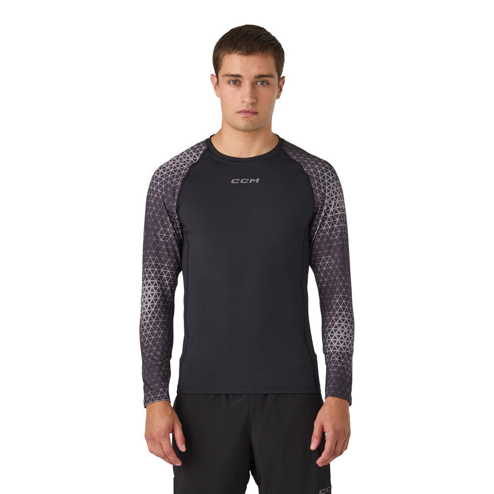 CCM Printed Men's Grey Training Long Sleeve Shirt