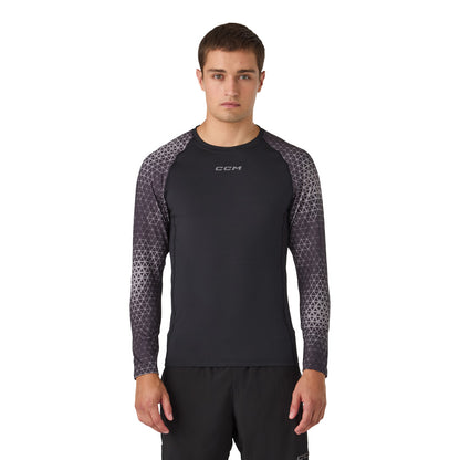 CCM Printed Men's Grey Training Long Sleeve Shirt