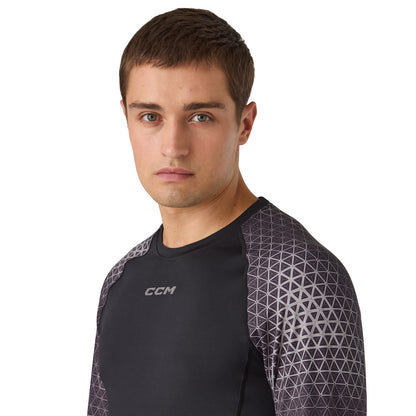 CCM Printed Men's Grey Training Long Sleeve Shirt