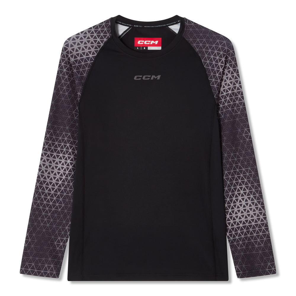 CCM Printed Men's Grey Training Long Sleeve Shirt