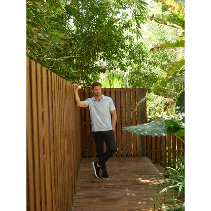 TRAVISMATHEW FEATHERWEIGHT MIST BLUE POLO SHIRT