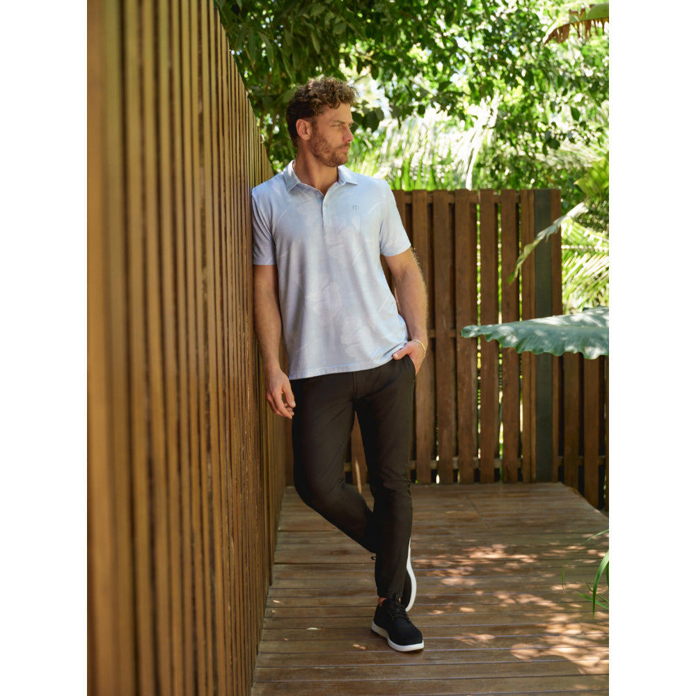 TRAVISMATHEW FEATHERWEIGHT MIST BLUE POLO SHIRT