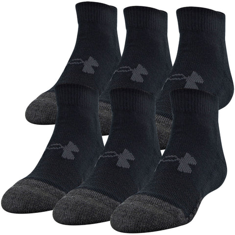 UNDER ARMOUR YOUTH 6 PACK PERFORMANCE TECH LOW CUT BLACK SOCKS
