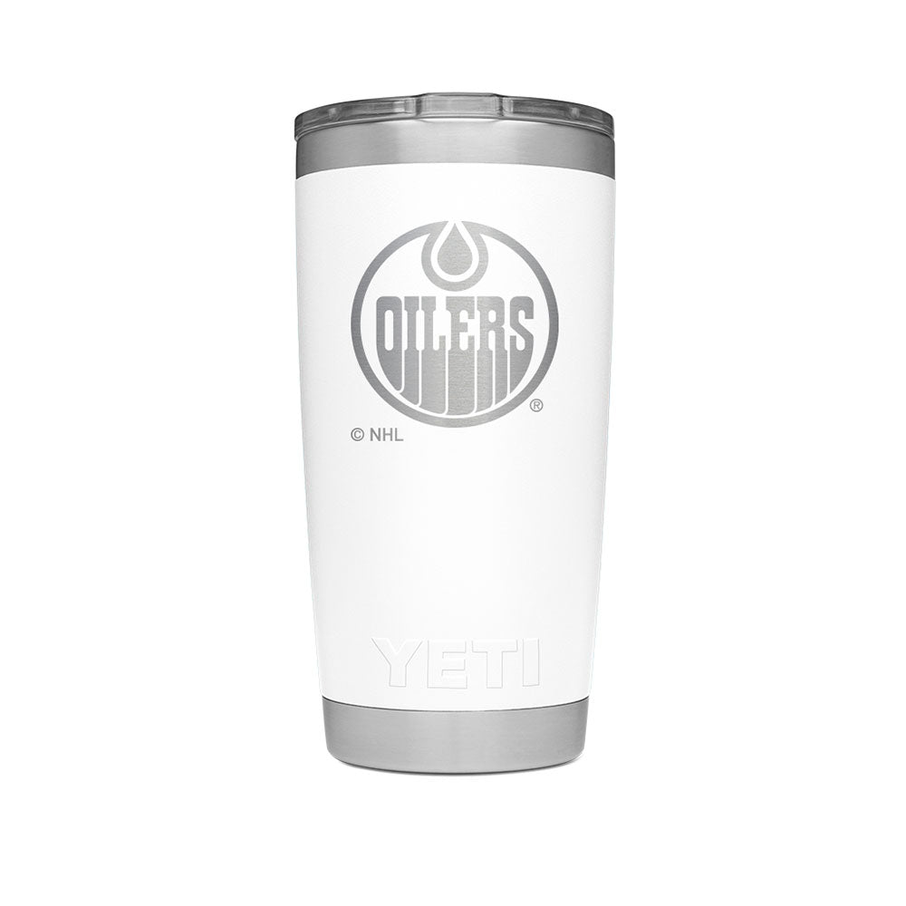 YETI RAMBLER 20 OZ TUMBLER OILERS - WHITE